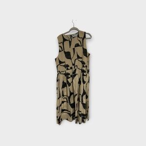 Beige and Black Abstract Print Dress